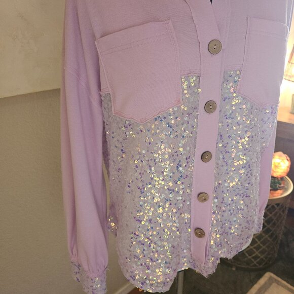 Fantastic Fawn Lavender sequin shacket - Picture 5 of 10